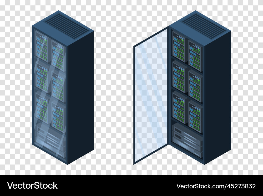 Isometric servers data storages 3d computer vector image