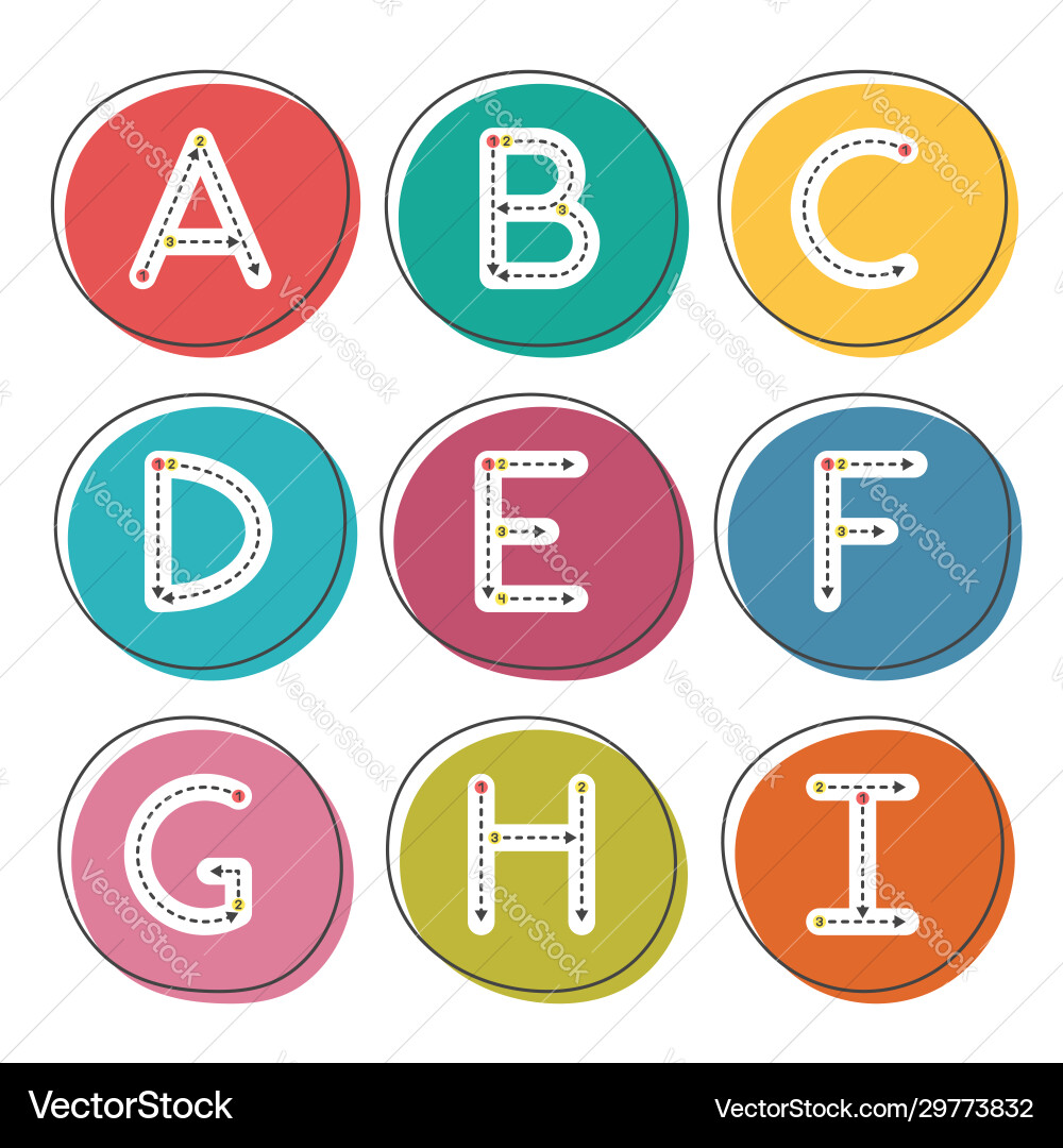 Learn to write letters set 1 Learn to write letters set 1 vector image