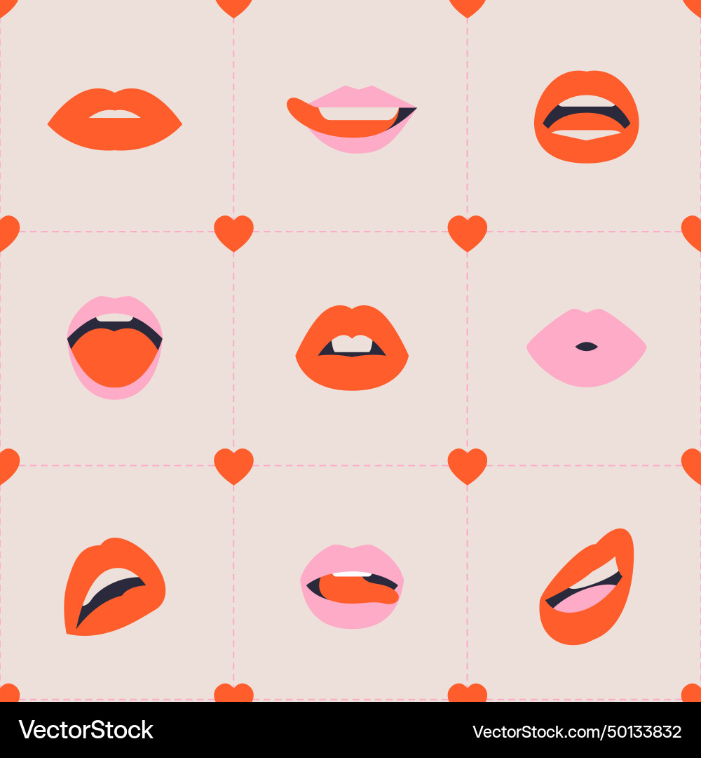 Lips pattern background isolated on white Lips pattern background isolated on white Vector Image