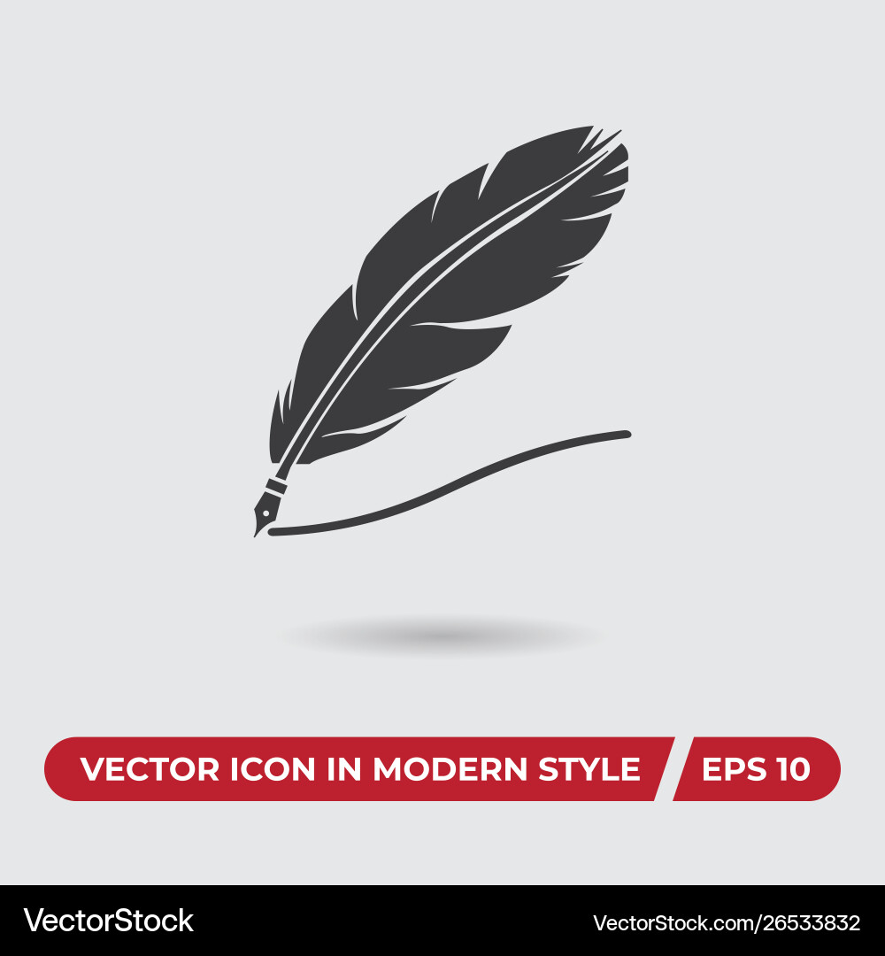 Quill icon in modern style for web site Quill icon in modern style for web site Vector Image