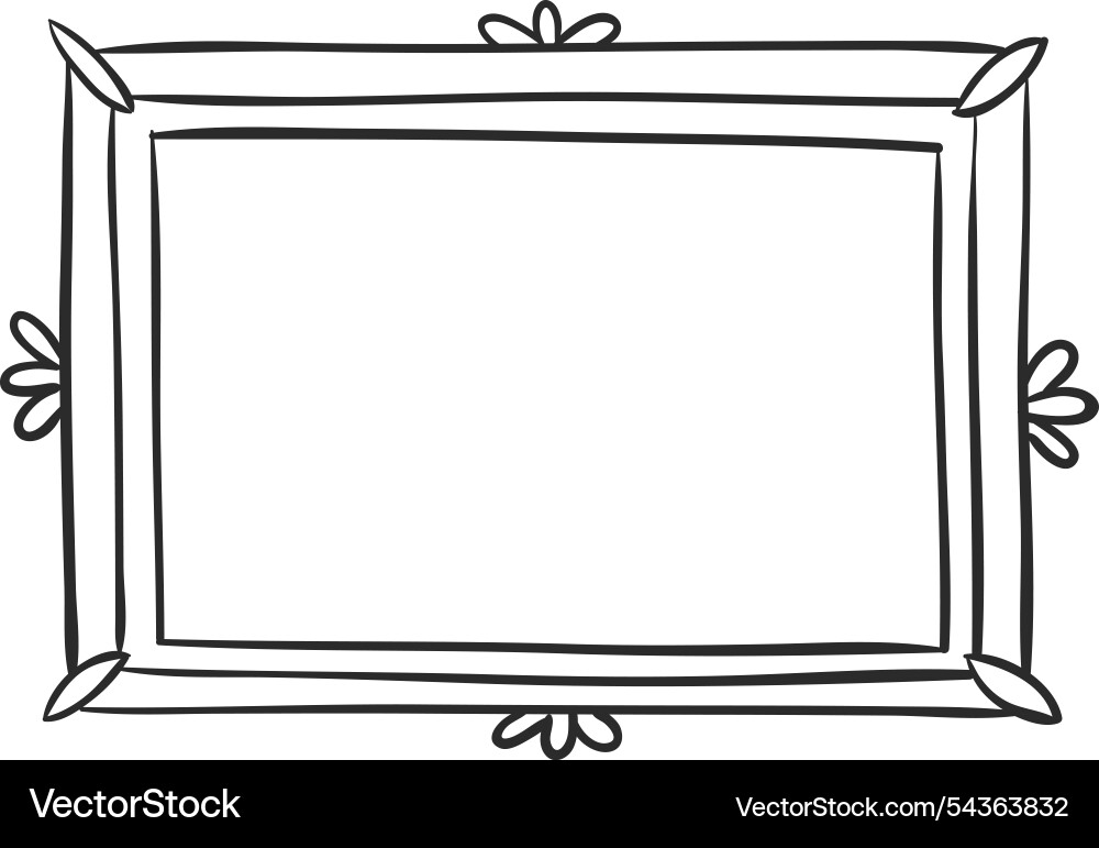 Simple hand drawn rectangular frame features vector image