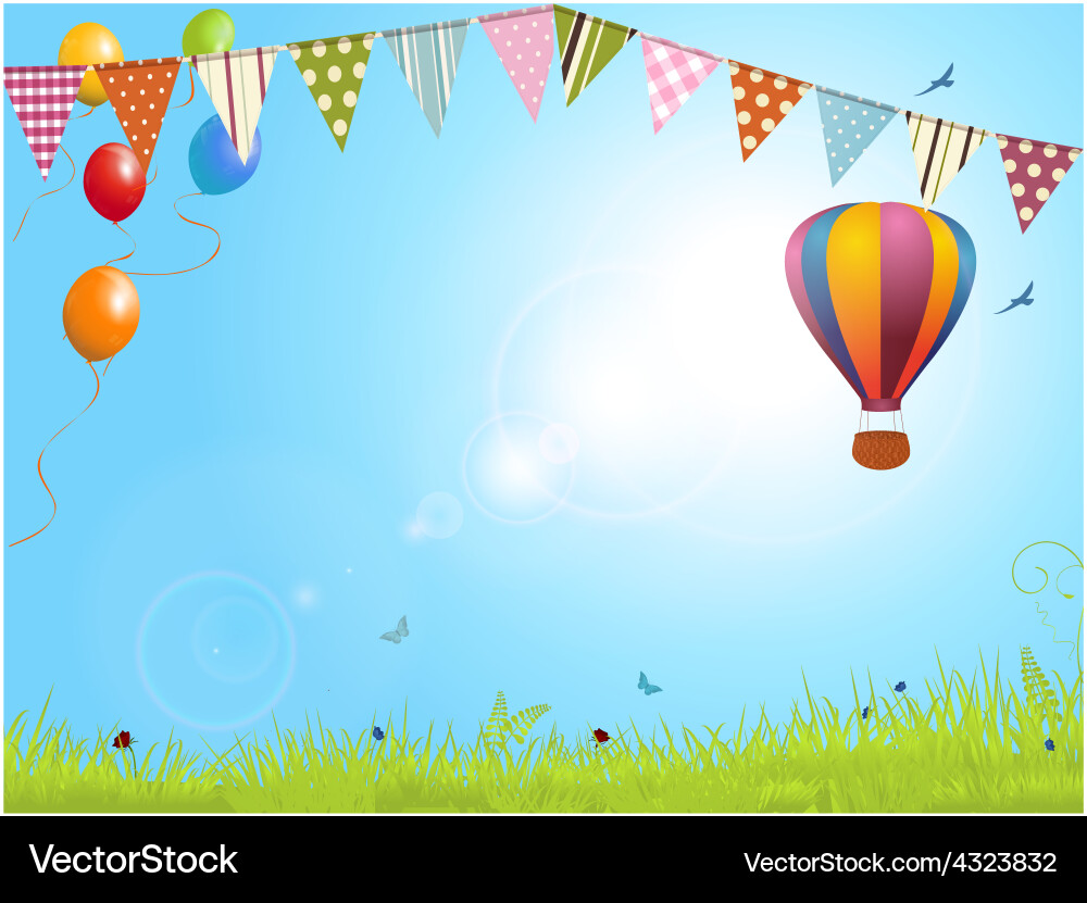Spring Day with Balloons and Bunting vector image