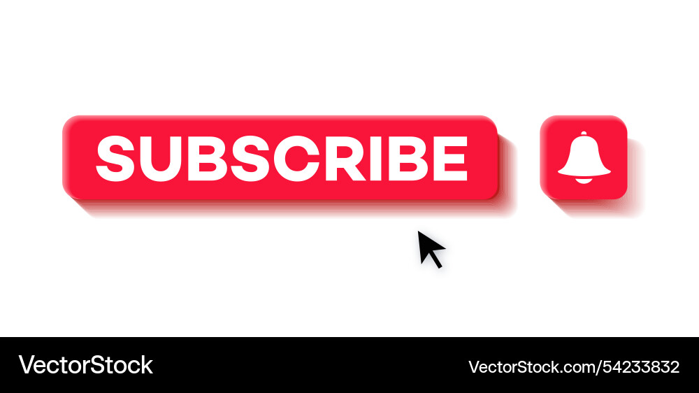 Subscribe and notification button icon set Vector Image