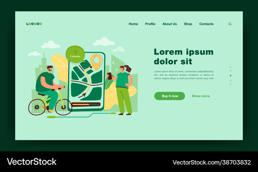 Tiny people using mobile app for navigation Tiny people using mobile app for navigation Vector Image