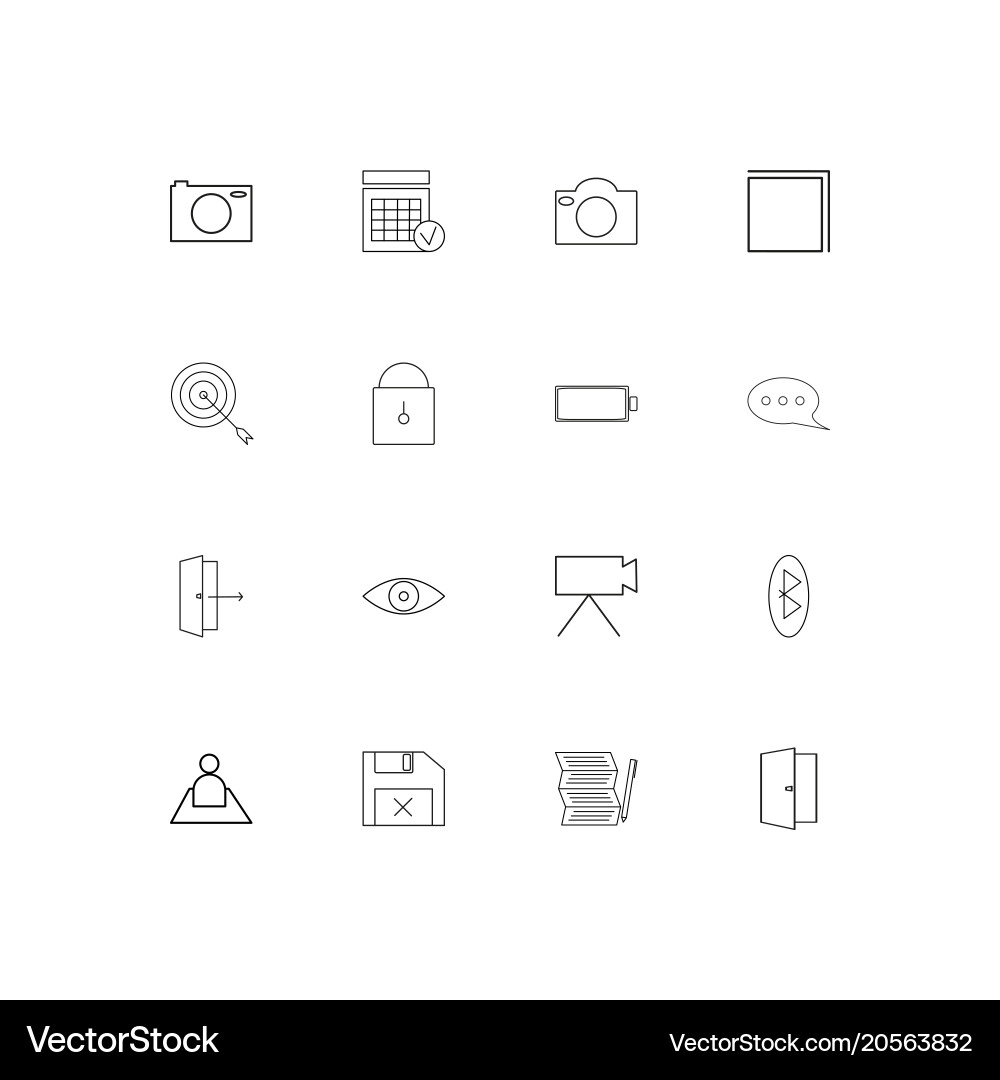 User interface simple linear icons set outlined Vector Image