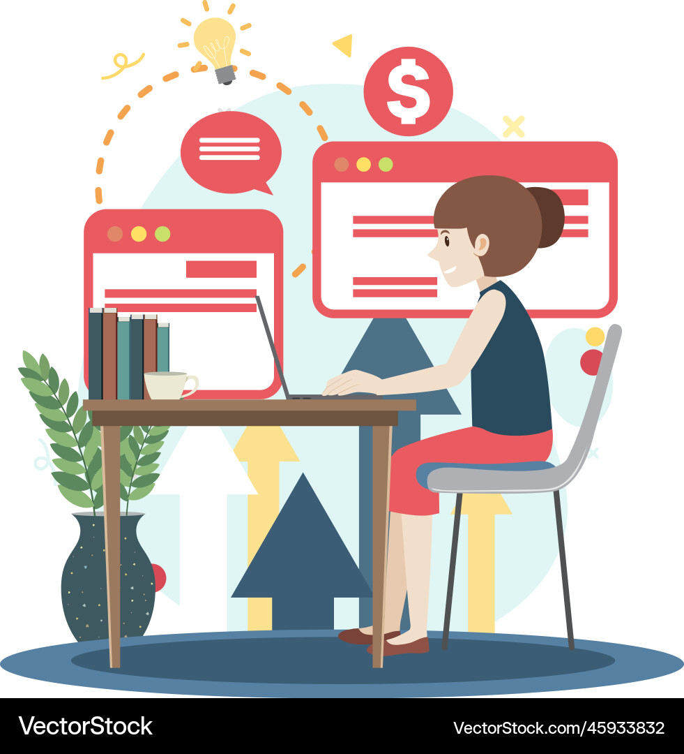 Working characters flat design for web banner Vector Image