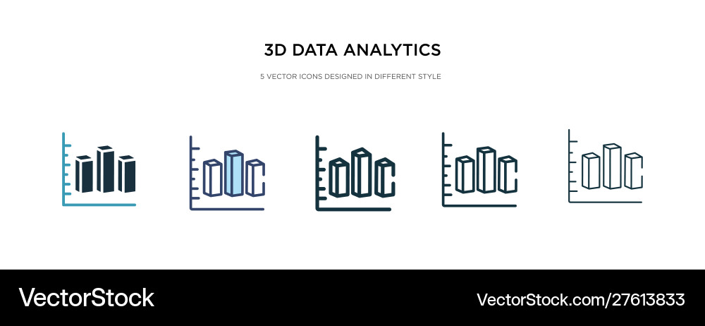 3d data analytics dual bars icon in different vector image