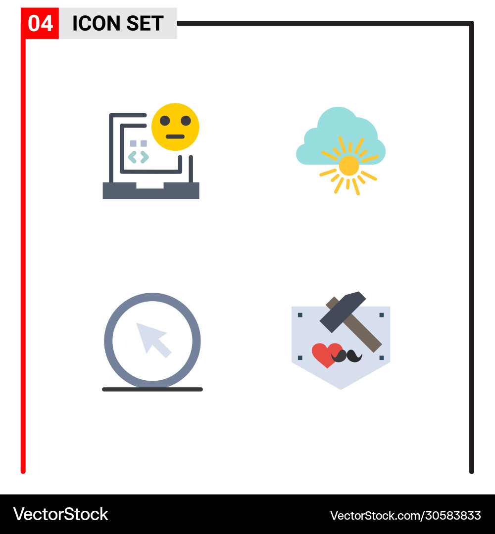 4 universal flat icons set for web and mobile vector image