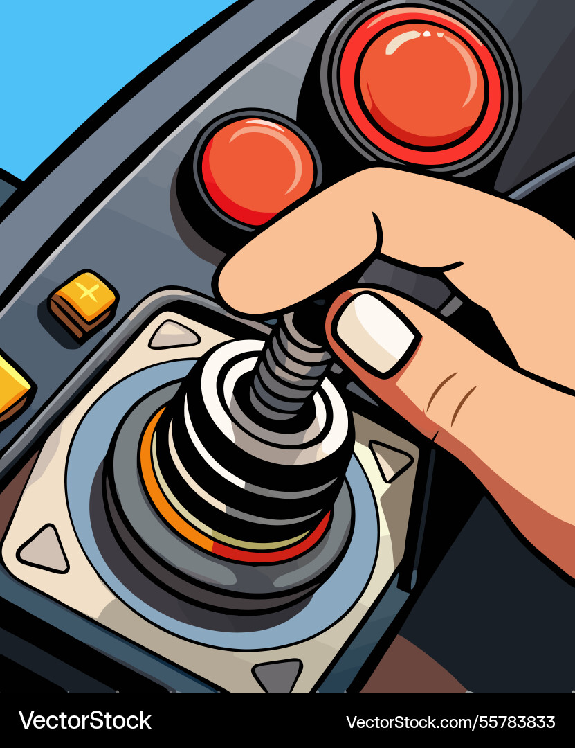 Ai-generated hand using joystick on retro game vector image