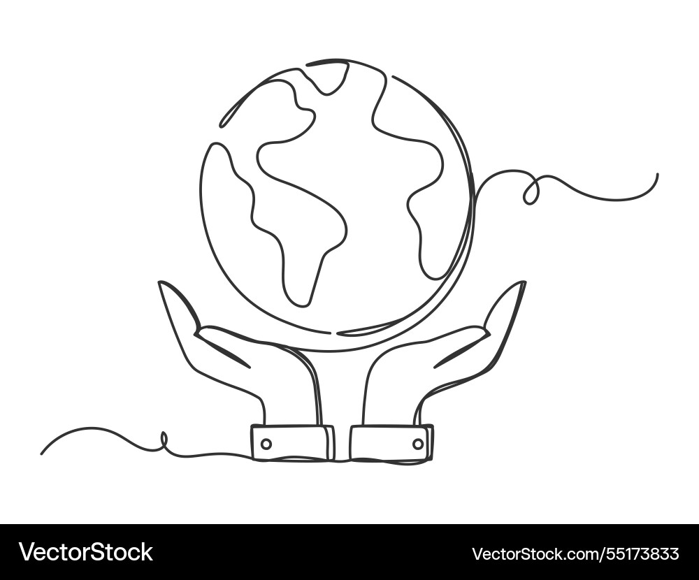 Continuous one line drawing of planet earth Vector Image