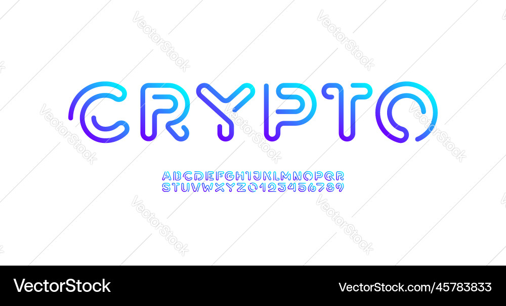 Digital style alphabet font of linear Vector Image