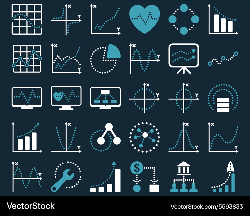 Dotted charts icons vector image