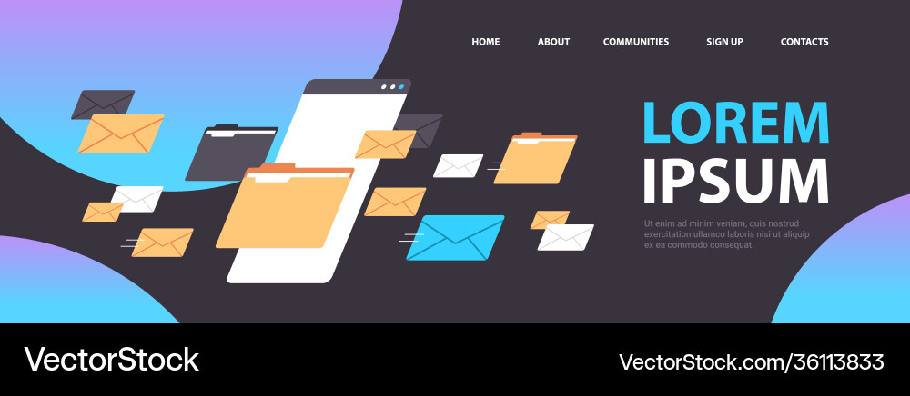 Folders mail envelopes cloud internet data file Folders mail envelopes cloud internet data file vector image