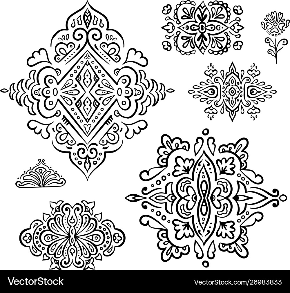 Indian rug paisley ornament pattern design Vector Image