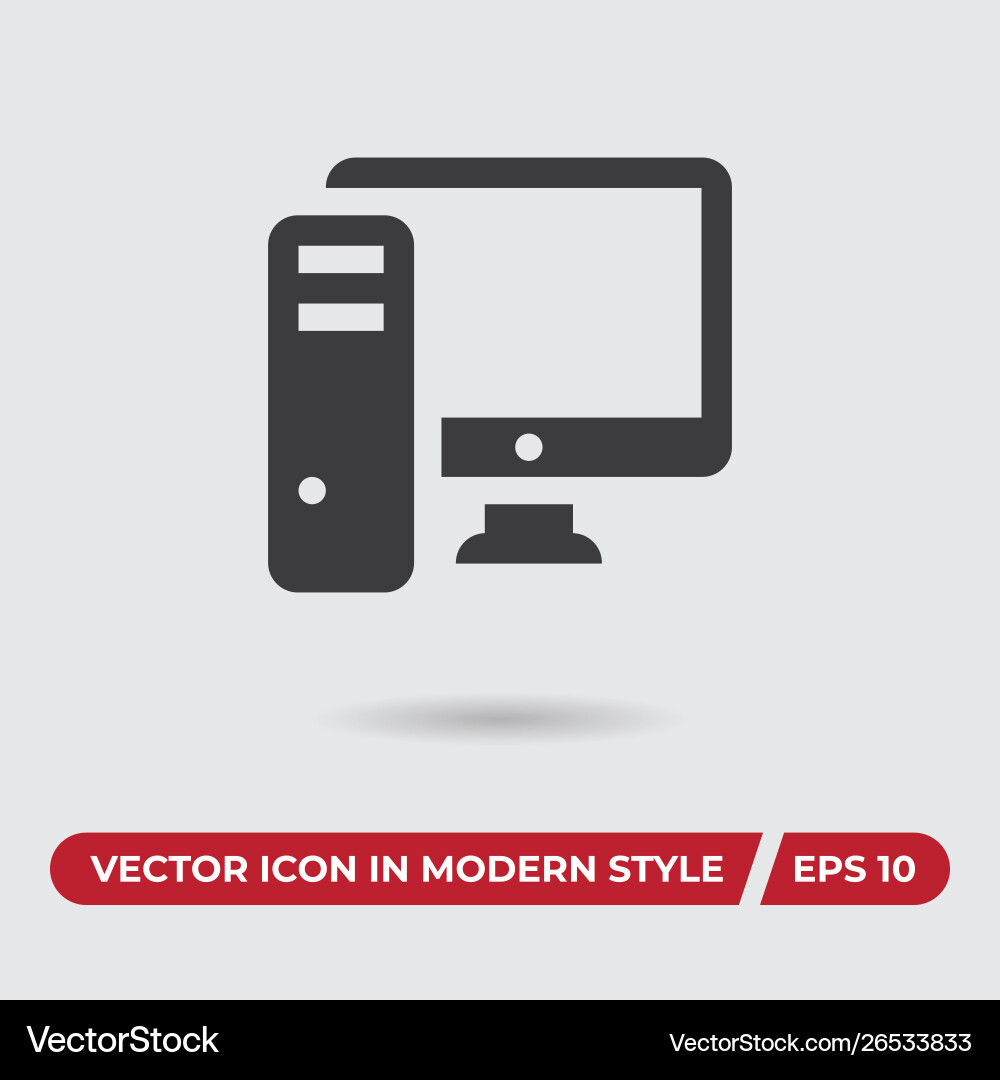 Pc computer icon in modern style for web site Pc computer icon in modern style for web site vector image