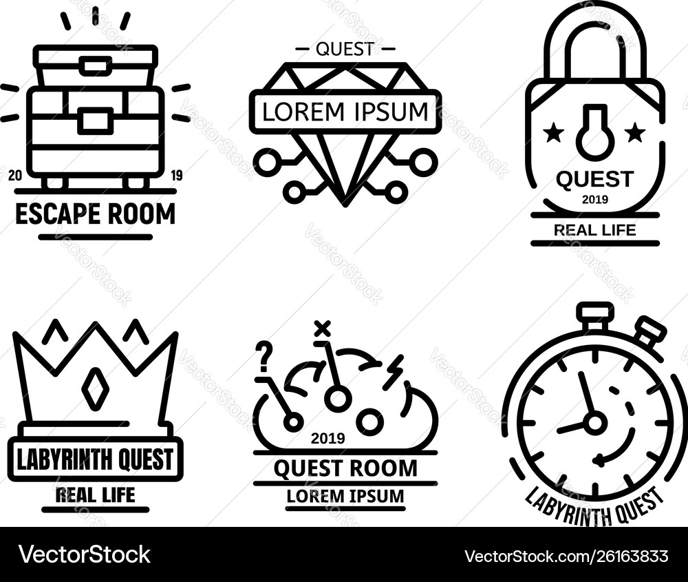Quest game icons set outline style Quest game icons set outline style vector image