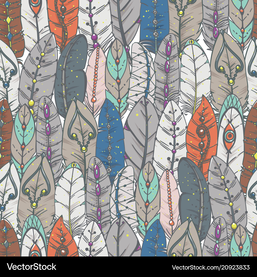 Seamless pattern with decorative feathers Seamless pattern with decorative feathers vector image