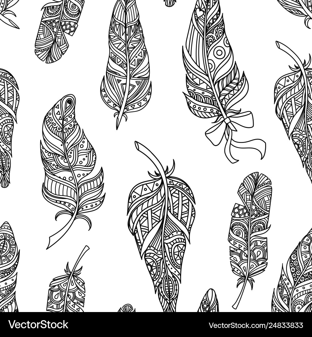 Seamless pattern with stylized feathers design Seamless pattern with stylized feathers design vector image