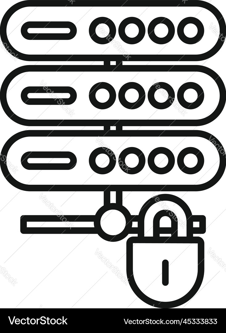 Secured server icon outline cipher data Secured server icon outline cipher data vector image