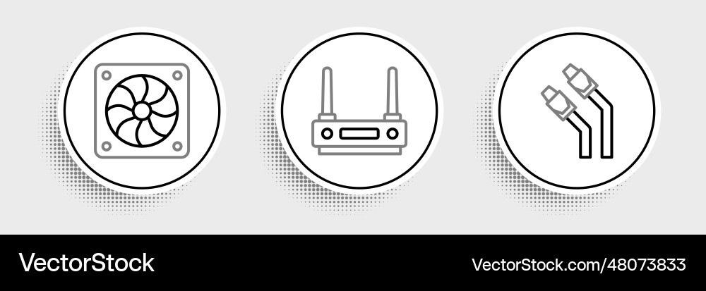 Set line lan cable network internet computer Set line lan cable network internet computer vector image