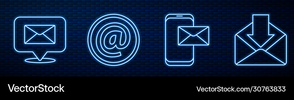Set line mobile and envelope speech bubble Vector Image