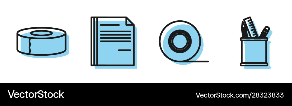 Set line scotch file document and pencil Set line scotch file document and pencil vector image