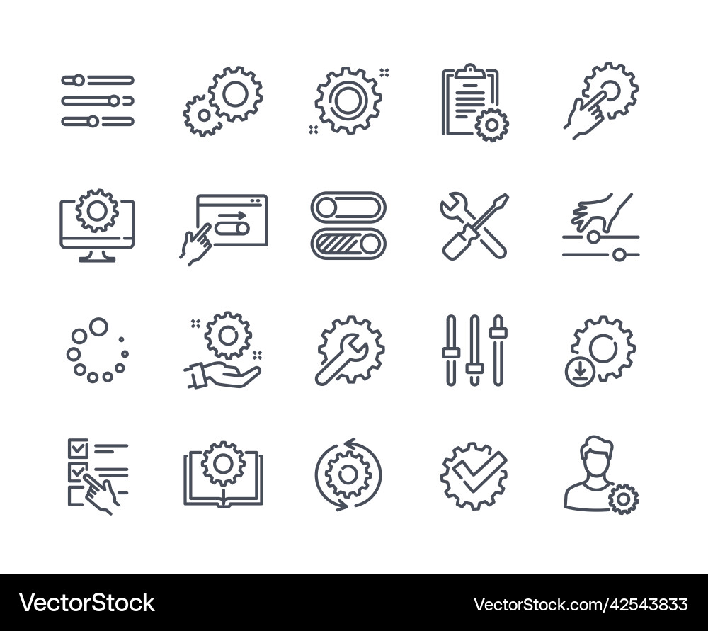 Set of simple setup and settings icons Set of simple setup and settings icons vector image