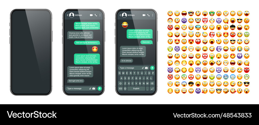 Smartphone messaging app user interface Smartphone messaging app user interface vector image