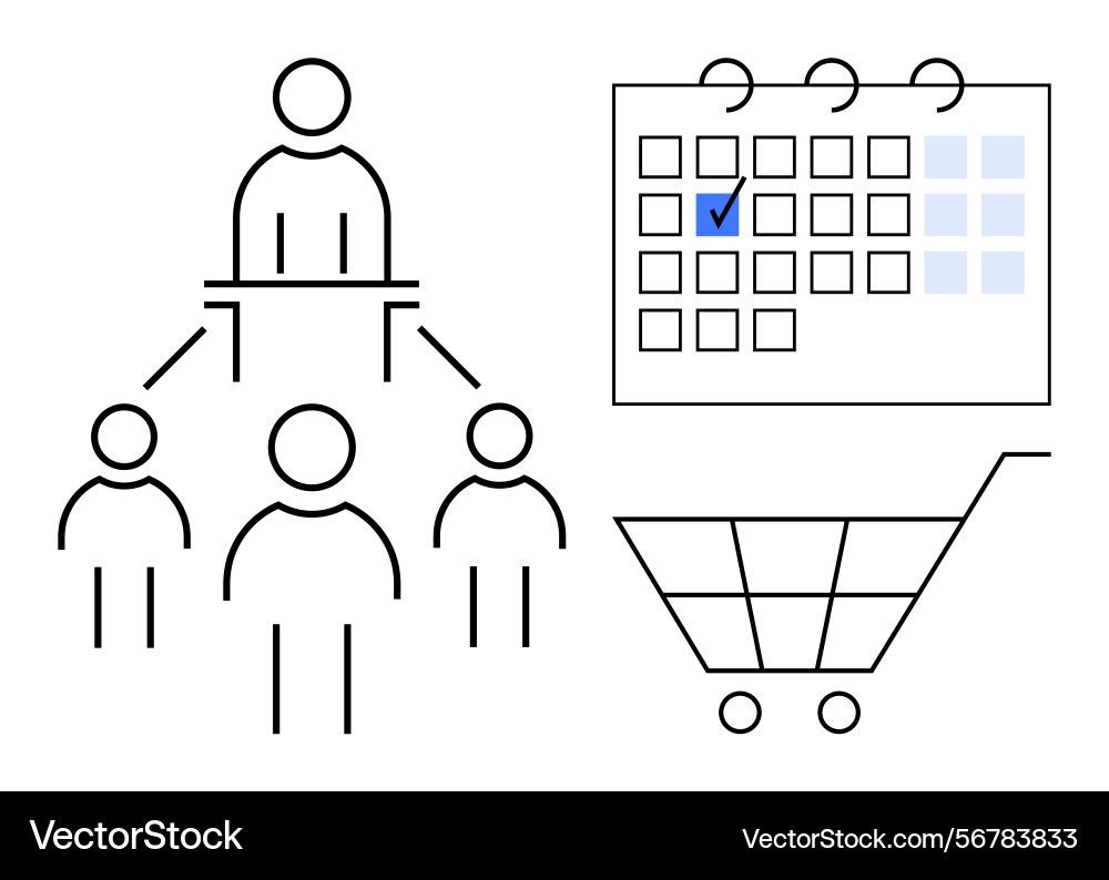 Team management task scheduling and goal setting Vector Image