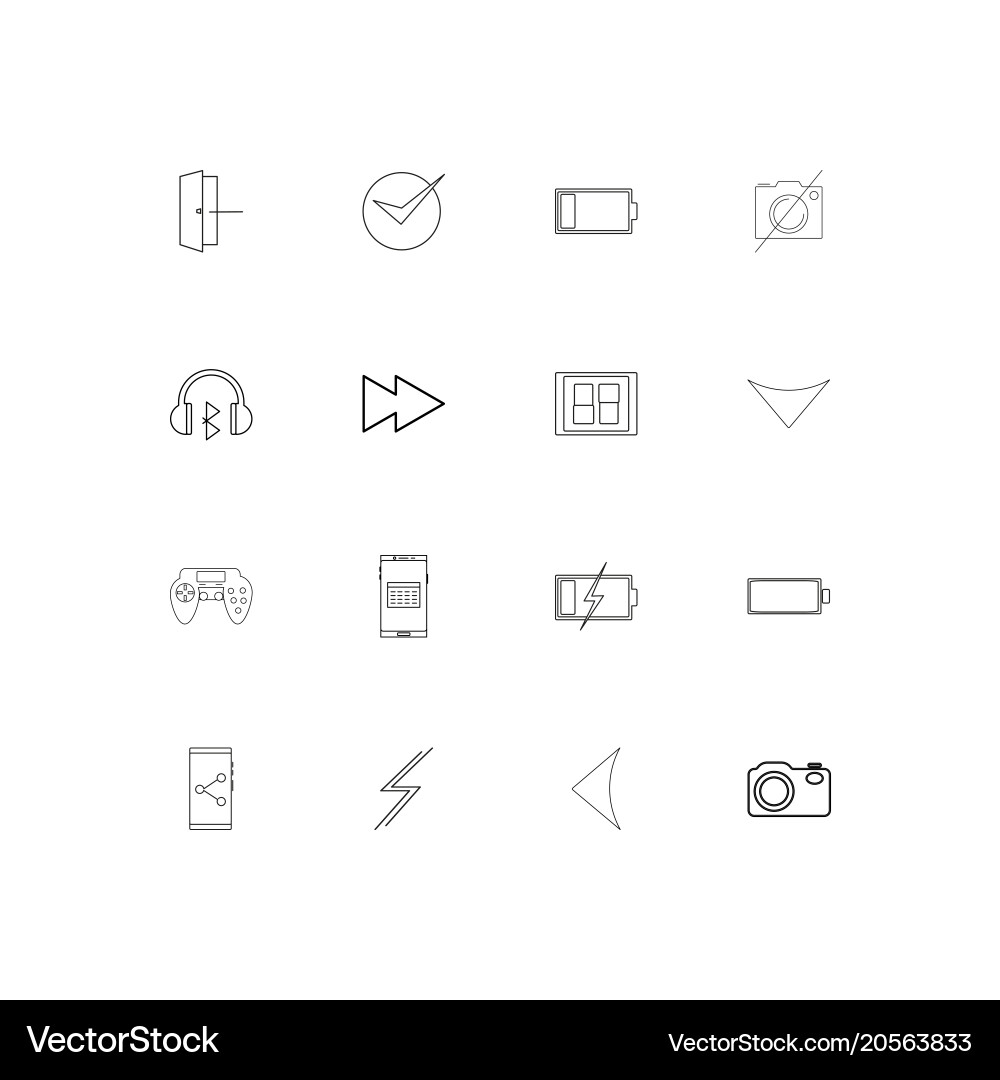 User interface simple linear icons set outlined vector image