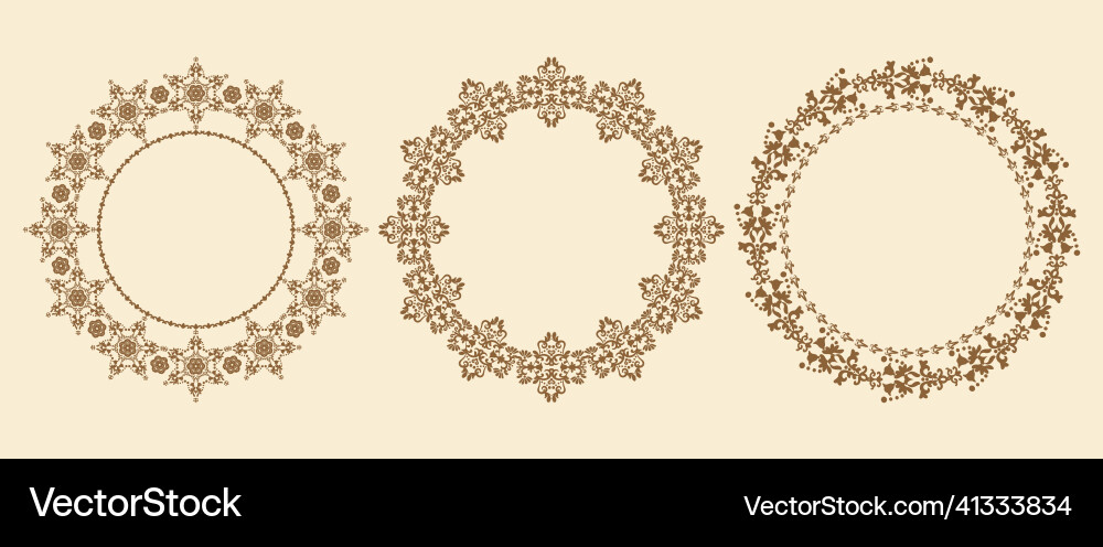 Collection of round damask patterns Collection of round damask patterns Vector Image