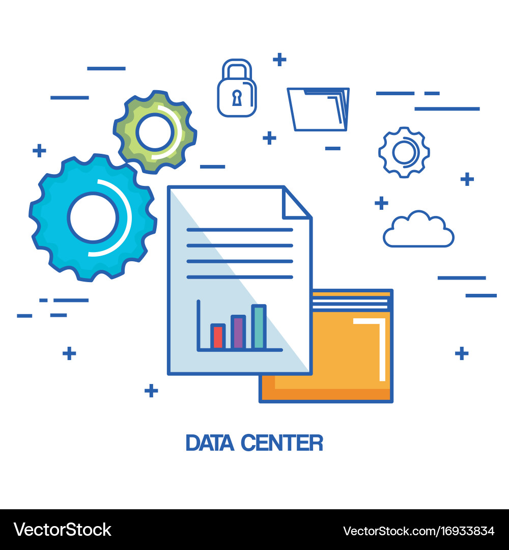 Data center folder file archive security cloud vector image
