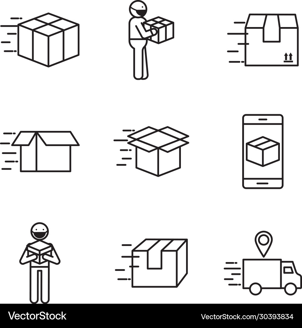 Fast delivery line style icon set design vector image