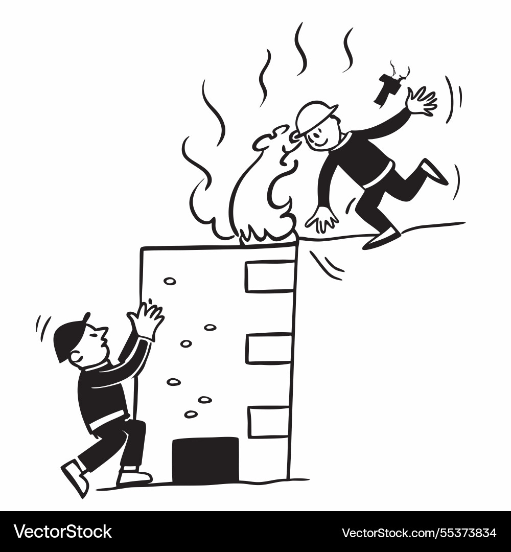 Firefighter rescuing someone from a burning Vector Image