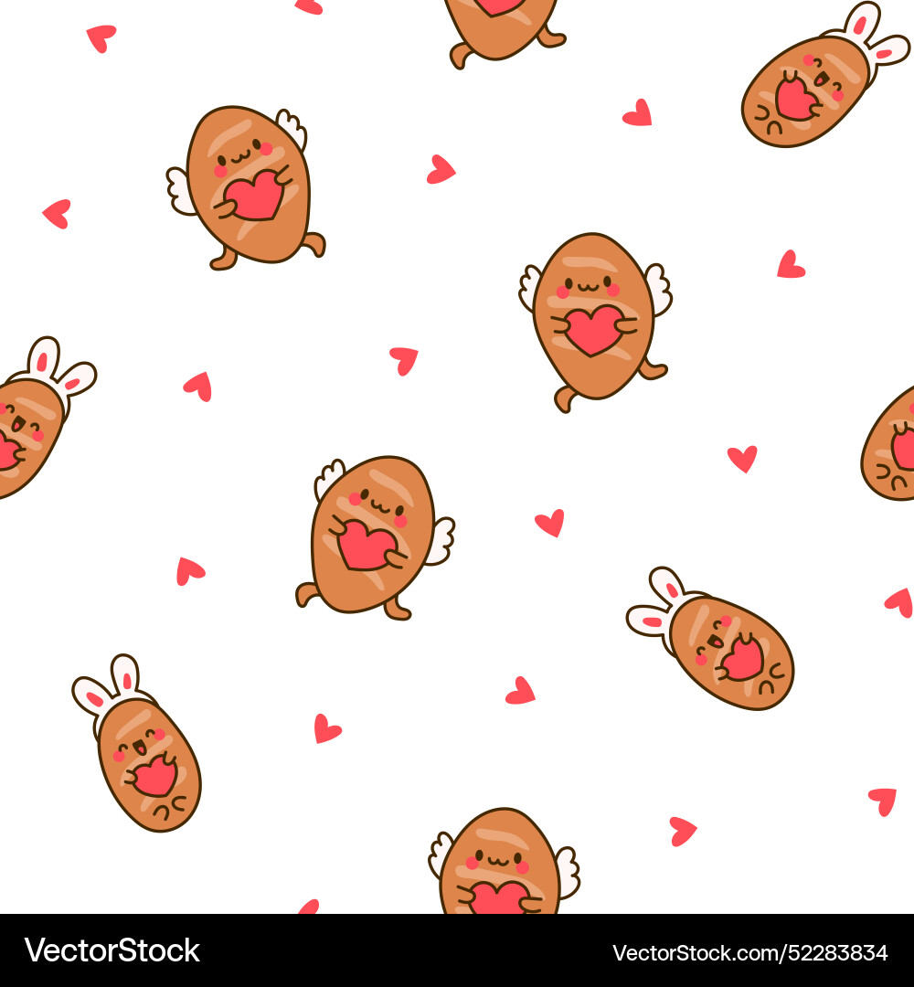 Funny bread characters seamless pattern Vector Image