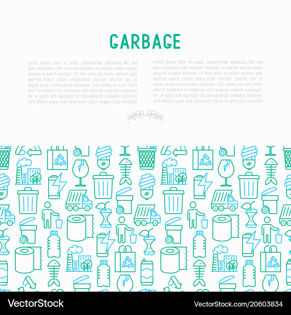 Garbage concept with thin line icons Garbage concept with thin line icons vector image