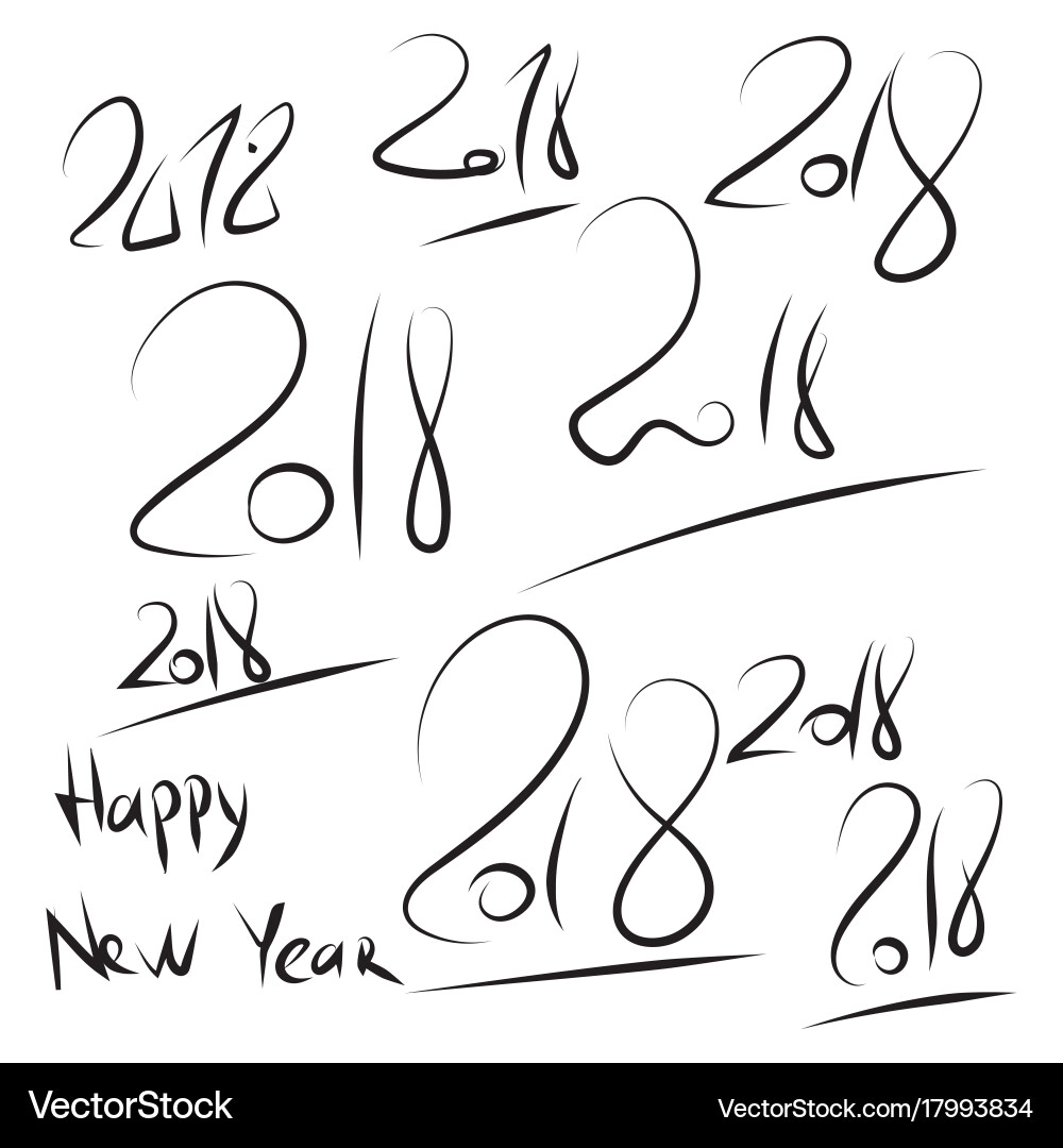 Hand Drawn New Year Script vector image