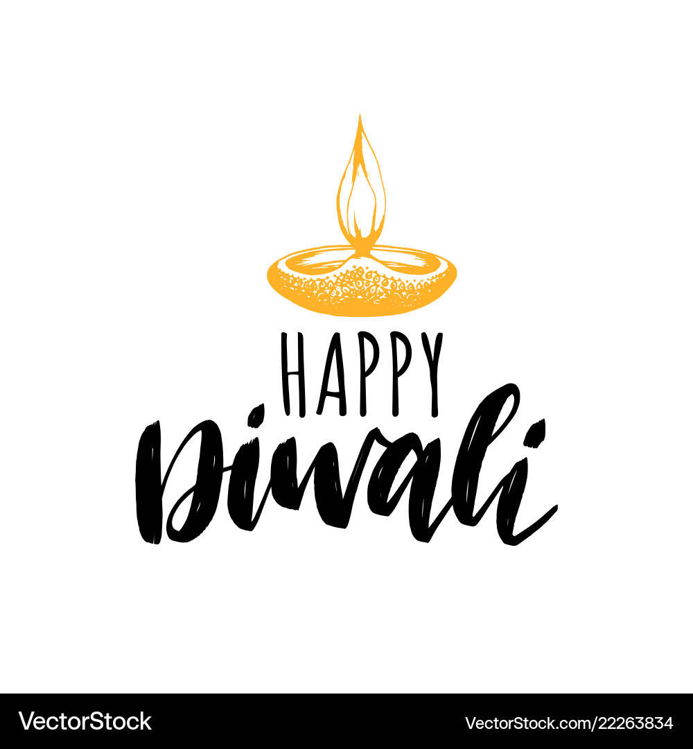 Happy diwali hand lettering on white background Happy diwali hand lettering on white background Vector Image