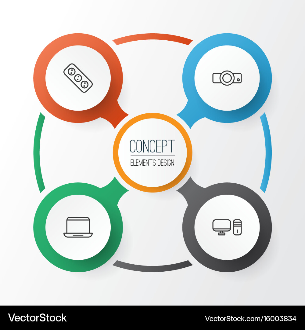Hardware icons set collection of extension cord Vector Image