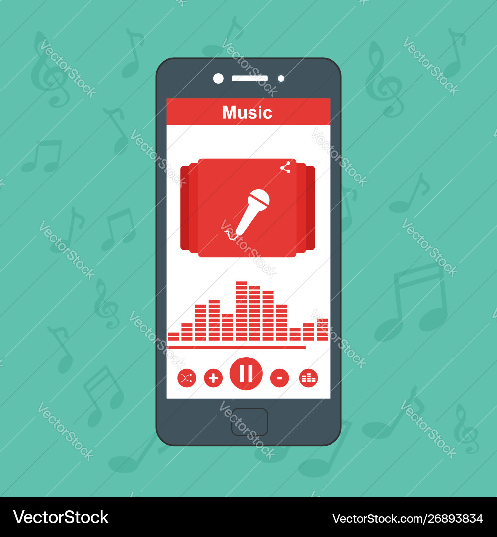 Media player application app template with flat Media player application app template with flat vector image