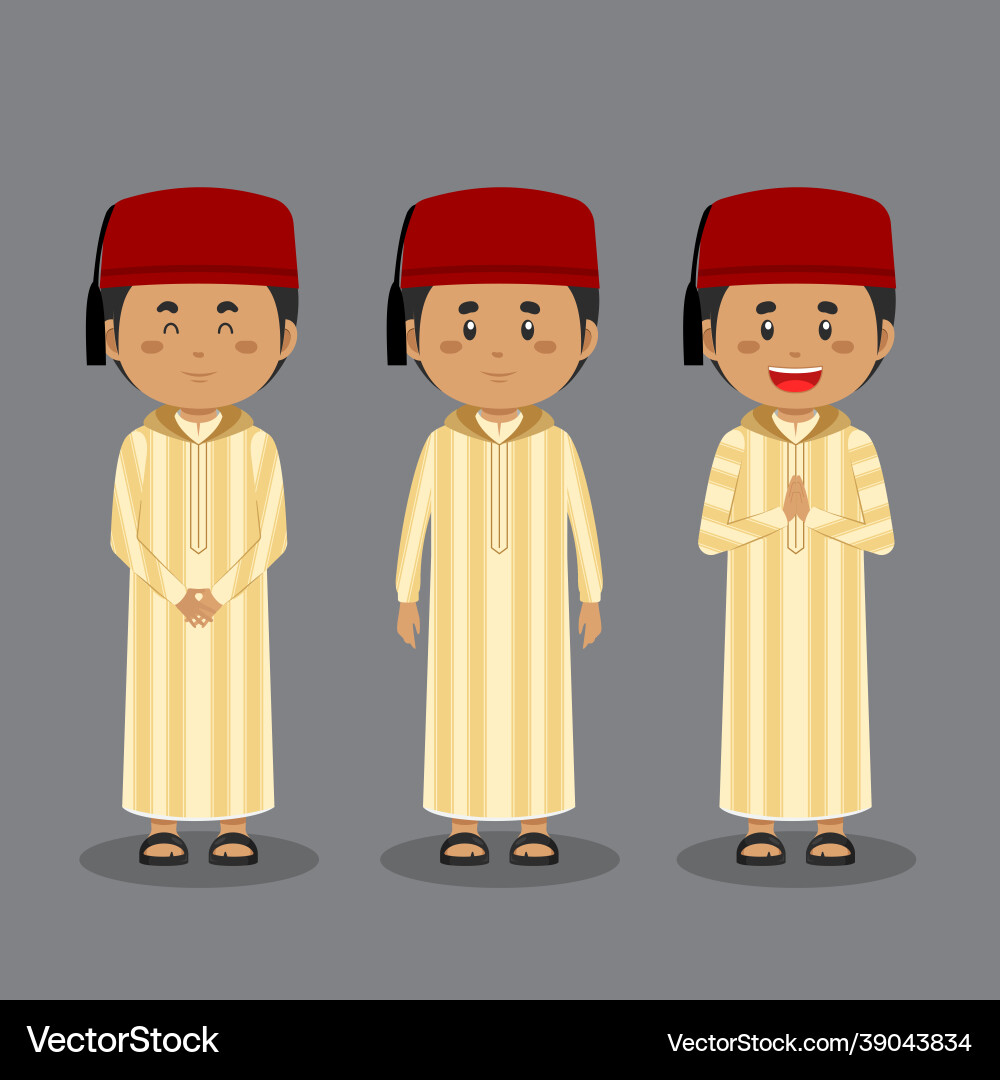 Moroccans character with various expression vector image