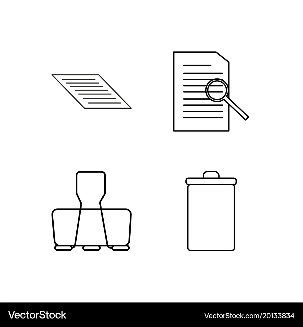 Office simple linear icon setsimple outline icons vector image