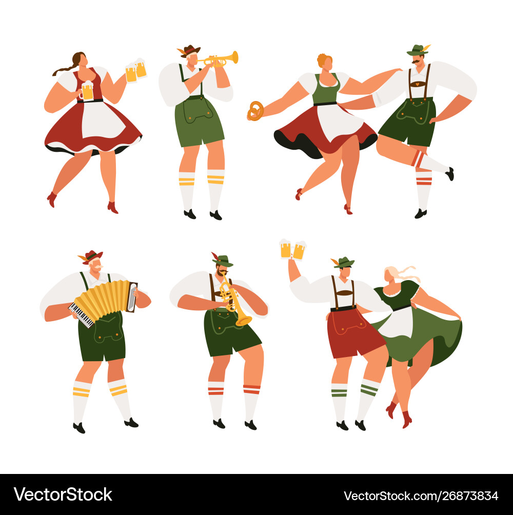 Oktoberfest lustige Cartoonfiguren in bavarian Oktoberfest lustige Cartoonfiguren in bavarian vektorbild