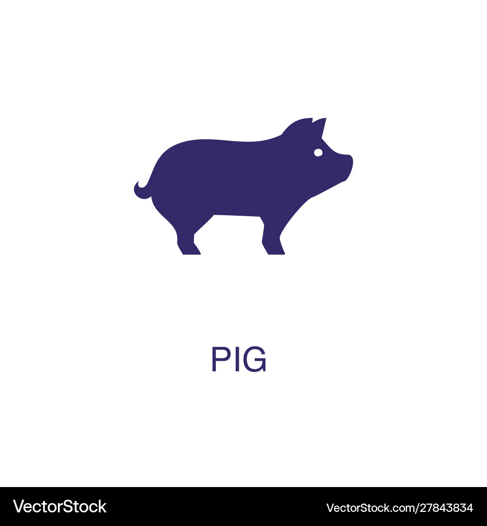Pig element in flat simple style on white Vector Image