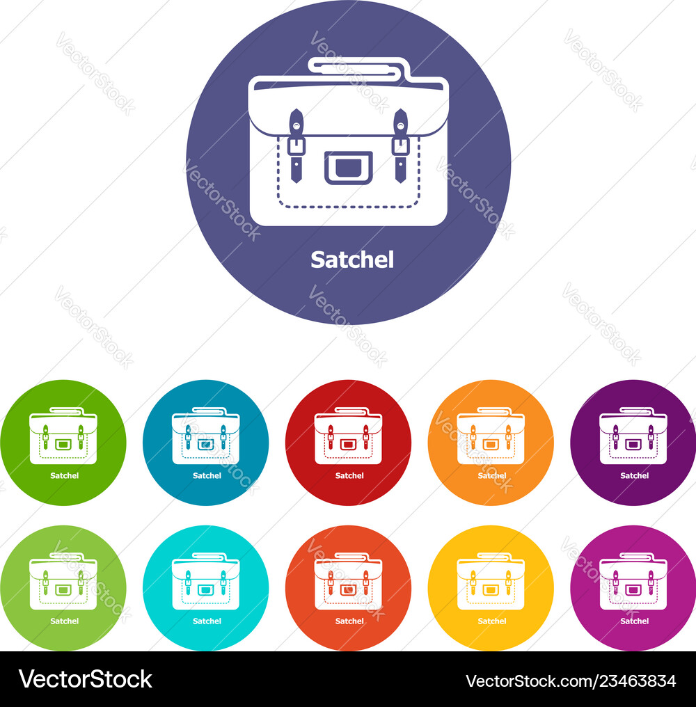 Satchel Tasche Icons setzen Farbe Satchel Tasche Icons setzen Farbe vektorbild