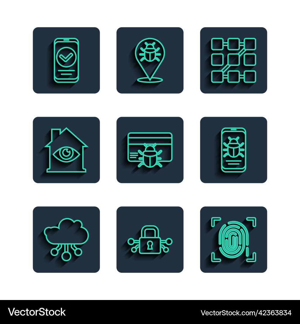 Set line internet of things cyber security Vector Image