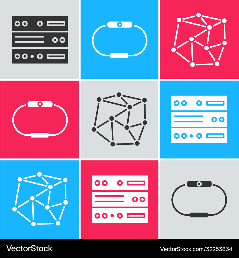 Set server data web hosting smartwatch Set server data web hosting smartwatch vector image