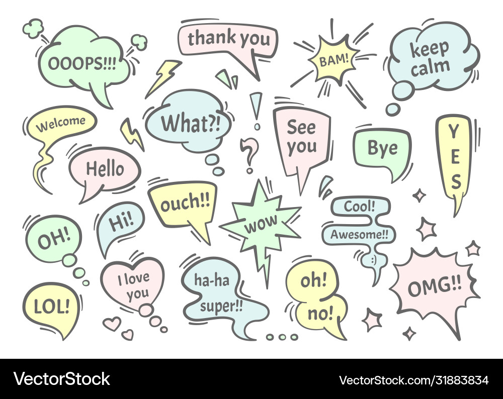 Speech bubble dialogs set colored conversational Speech bubble dialogs set colored conversational vector image
