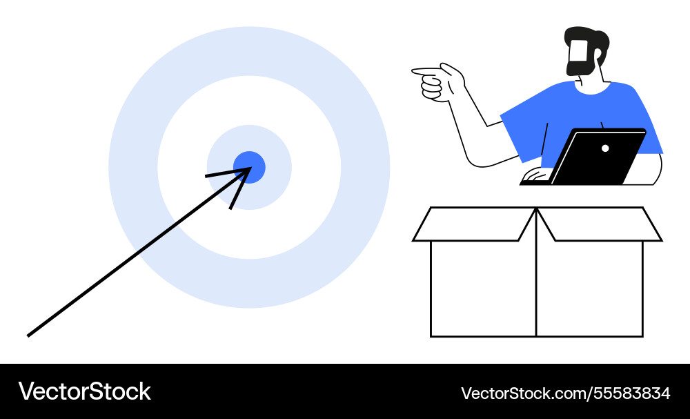 Target and tracking concept with man pointing vector image