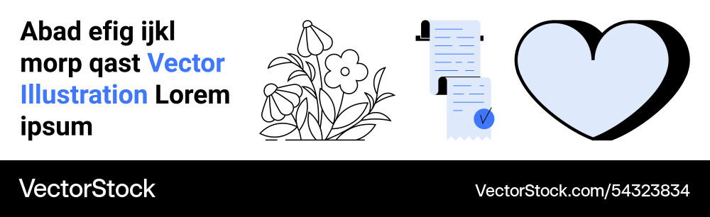 Text elements with flower sketch document Text elements with flower sketch document Vector Image